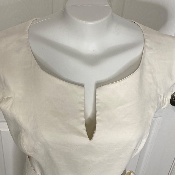 MILLY OF NEW YORK White Linen Old Money Quiet Luxury Shift Dress Self Tie Belt 4 - Picture 9 of 16